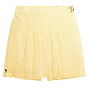 NEW Polo Ralph Lauren Pleated Oxford Faux Wrap Skort sz 7 Butter yellow